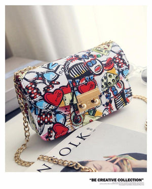 Planet Gates Women Bags Summer Graffiti Ladies designer handbags high quality chain mini bag women messenger bags for women Clutch