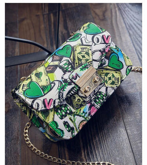 Planet Gates Women Bags Summer Graffiti Ladies designer handbags high quality chain mini bag women messenger bags for women Clutch