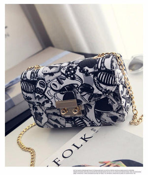 Planet Gates Women Bags Summer Graffiti Ladies designer handbags high quality chain mini bag women messenger bags for women Clutch