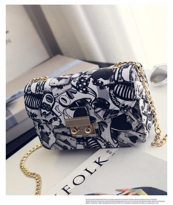 Planet Gates Women Bags Summer Graffiti Ladies designer handbags high quality chain mini bag women messenger bags for women Clutch