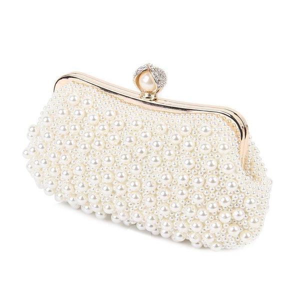 Planet Gates Women Bead Bag Pearl White Shell Messenger Bags Luxury Bead Handbag Evening Clutch Bag For Bride/ Bridesmaid