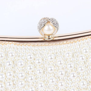 Planet Gates Women Bead Bag Pearl White Shell Messenger Bags Luxury Bead Handbag Evening Clutch Bag For Bride/ Bridesmaid