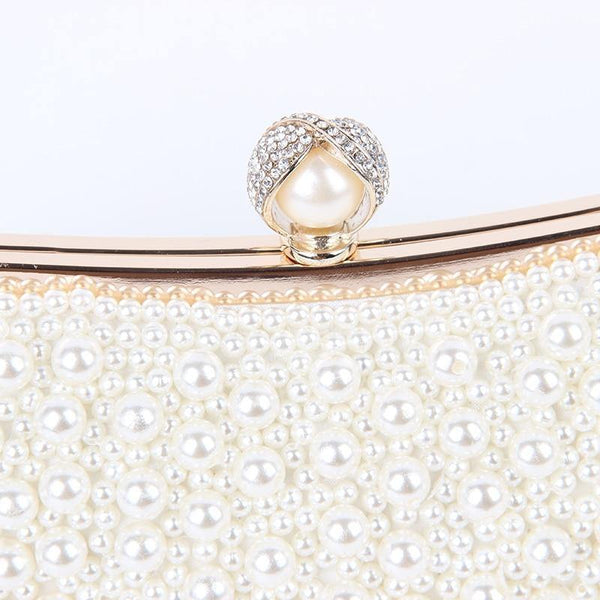 Planet Gates Women Bead Bag Pearl White Shell Messenger Bags Luxury Bead Handbag Evening Clutch Bag For Bride/ Bridesmaid