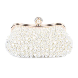 Planet Gates Women Bead Bag Pearl White Shell Messenger Bags Luxury Bead Handbag Evening Clutch Bag For Bride/ Bridesmaid