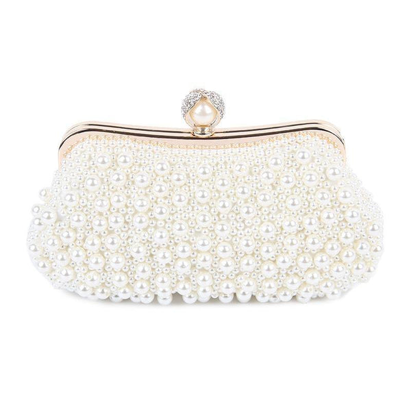 Planet Gates Women Bead Bag Pearl White Shell Messenger Bags Luxury Bead Handbag Evening Clutch Bag For Bride/ Bridesmaid