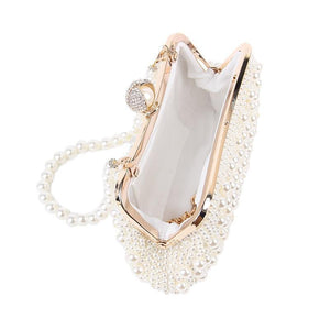 Planet Gates Women Bead Bag Pearl White Shell Messenger Bags Luxury Bead Handbag Evening Clutch Bag For Bride/ Bridesmaid