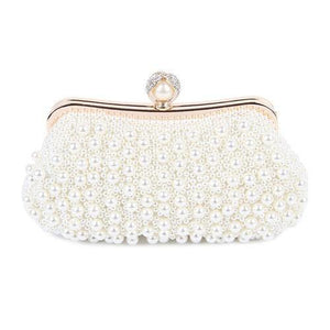 Planet Gates Women Bead Bag Pearl White Shell Messenger Bags Luxury Bead Handbag Evening Clutch Bag For Bride/ Bridesmaid