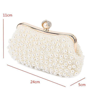 Planet Gates Women Bead Bag Pearl White Shell Messenger Bags Luxury Bead Handbag Evening Clutch Bag For Bride/ Bridesmaid