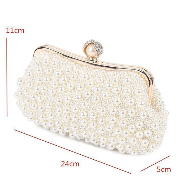 Planet Gates Women Bead Bag Pearl White Shell Messenger Bags Luxury Bead Handbag Evening Clutch Bag For Bride/ Bridesmaid