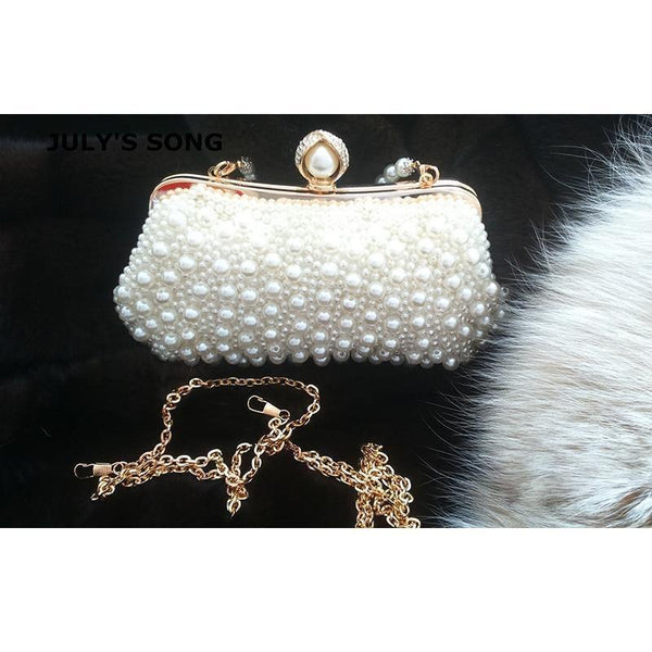 Planet Gates Women Bead Bag Pearl White Shell Messenger Bags Luxury Bead Handbag Evening Clutch Bag For Bride/ Bridesmaid