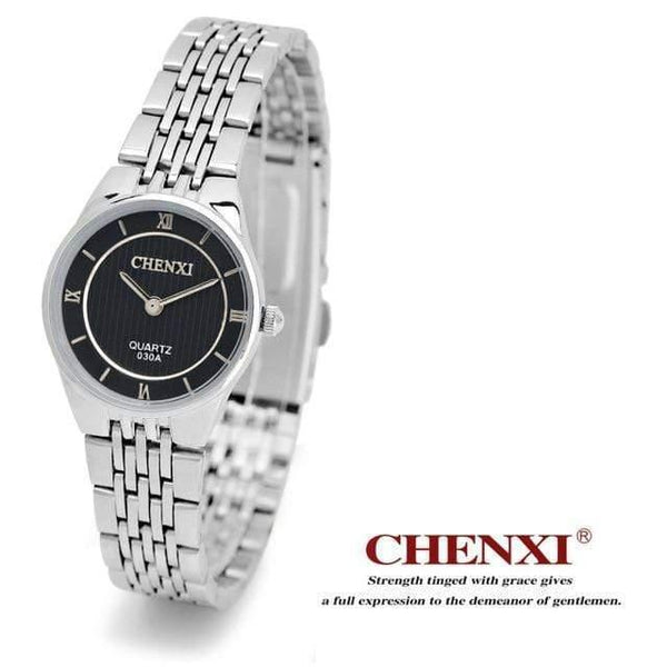 Planet Gates Women Black Dial Fashion Romantic Silver Couple Watch Stainless Steel Men's Women's Quartz Wirstwatch Analog Slim Clock Lovers Watch