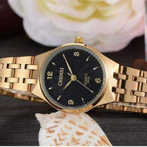 Planet Gates Дамски черен часовник 2018 Нова мода CHENXI Маркови дамски мъжки кварцов часовник Рокля Ръчни часовници Модни ежедневни двойки златни часовници за влюбени