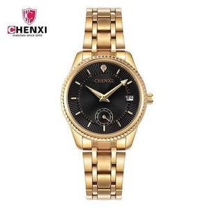 Planet Gates Women Black Gold Watch Men Women Unique Design Calendar Stainless Steel Couple Lover's Wristwatch Golden Business Casual