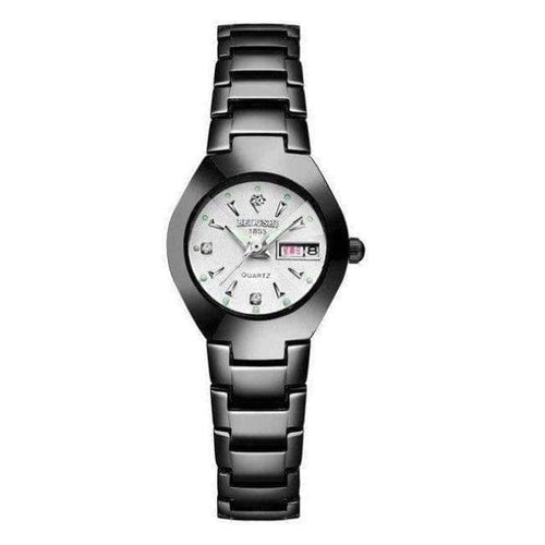 Planet Gates Дамски черно-бели часовници за двойки 2018 Висококачествен волфрамов стоманен черен ръчен часовник за мъже и жени Гривна Дамски часовник Reloj Hombre Lover Saat