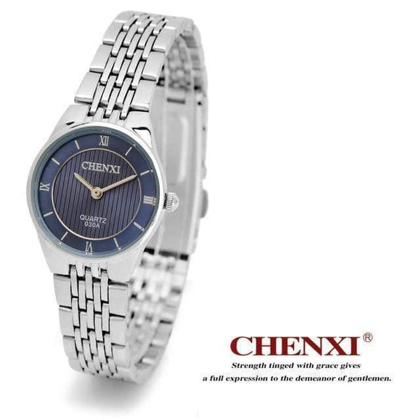 Planet Gates Women Blue Dial Fashion Romantic Silver Couple Watch Stainless Steel Men's Women's Quartz Wirstwatch Analog Slim Clock Lovers Watch