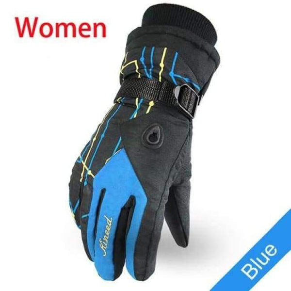 Planet Gates women blue / Free Size Resistant riding Ski Gloves  Mountain Skiing Snowmobile Waterproof Snow Motorcycle Gloves Windproof Guanti moto