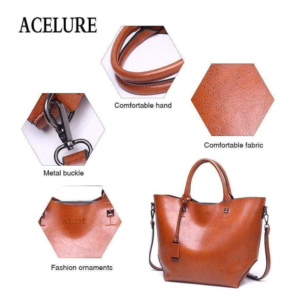 Planet Gates Women Bucket Bag Oil Wax Women Leather Handbags Big Tote Famous Brands High Capacity Female Shoulder Bag Crossbody Bag