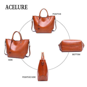 Planet Gates Women Bucket Bag Oil Wax Women Leather Handbags Big Tote Famous Brands High Capacity Female Shoulder Bag Crossbody Bag