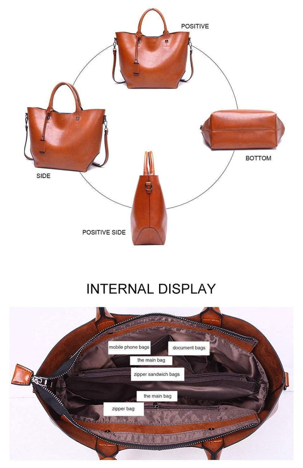 Planet Gates Women Bucket Bag Oil Wax Women Leather Handbags Big Tote Famous Brands High Capacity Female Shoulder Bag Crossbody Bag