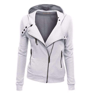 Planet Gates Women coat white color  zipper hooded jacket long sleeve outwear fashion autumn winter coats