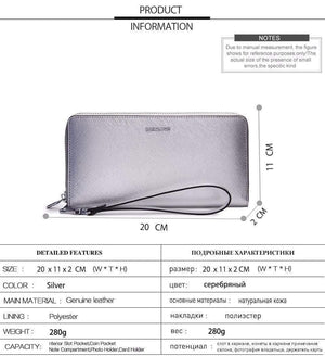 Planet Gates Women Cow Leather Clutch Ladies Continent Purses Metalic Genuine Leather Wallets Cell Phone Holder Hot Sale