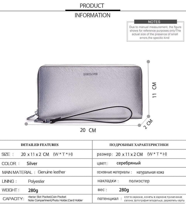 Planet Gates Women Cow Leather Clutch Ladies Continent Purses Metalic Genuine Leather Wallets Cell Phone Holder Hot Sale