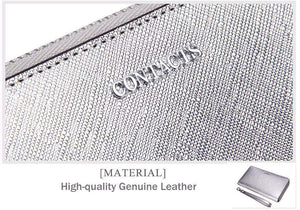 Planet Gates Women Cow Leather Clutch Ladies Continent Purses Metalic Genuine Leather Wallets Cell Phone Holder Hot Sale