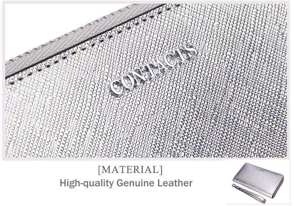 Planet Gates Women Cow Leather Clutch Ladies Continent Purses Metalic Genuine Leather Wallets Cell Phone Holder Hot Sale