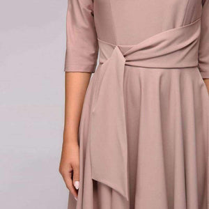 Planet Gates Women dresses 2018 solid a line dress elegant office slim party dress sashes vestidos de festa women clothing robe