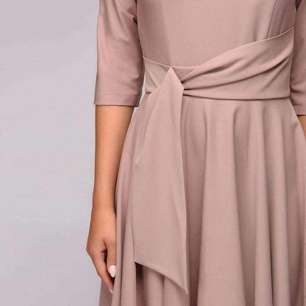 Planet Gates Women dresses 2018 solid a line dress elegant office slim party dress sashes vestidos de festa women clothing robe