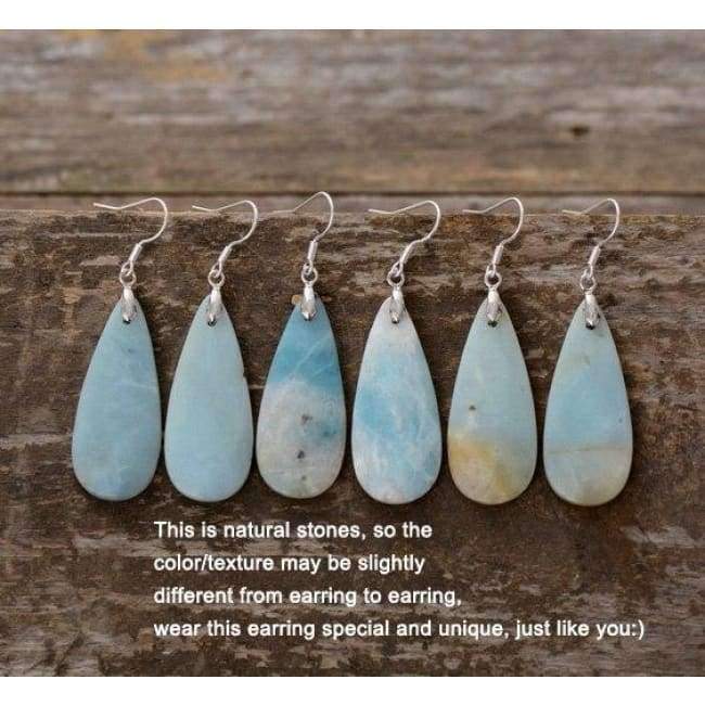 Planet Gates Women Drop Earrings Natural Teardrop Amazonite Dangle Earrings Designer Luxury Earrings Natural Stones Jewelry Dropshipping
