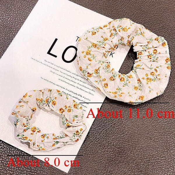 Women Elegant Print Flower Elastic Hair Bands Ponytail Holder Sweet Scrunchie Rubber Bands Hair Holder Fashion Hair Accessories