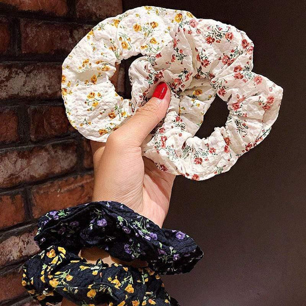 Women Elegant Print Flower Elastic Hair Bands Ponytail Holder Sweet Scrunchie Rubber Bands Hair Holder Fashion Hair Accessories