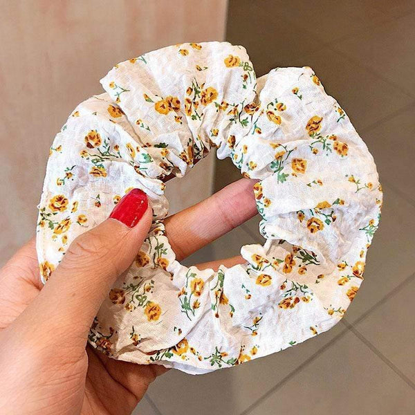 Women Elegant Print Flower Elastic Hair Bands Ponytail Holder Sweet Scrunchie Rubber Bands Hair Holder Fashion Hair Accessories