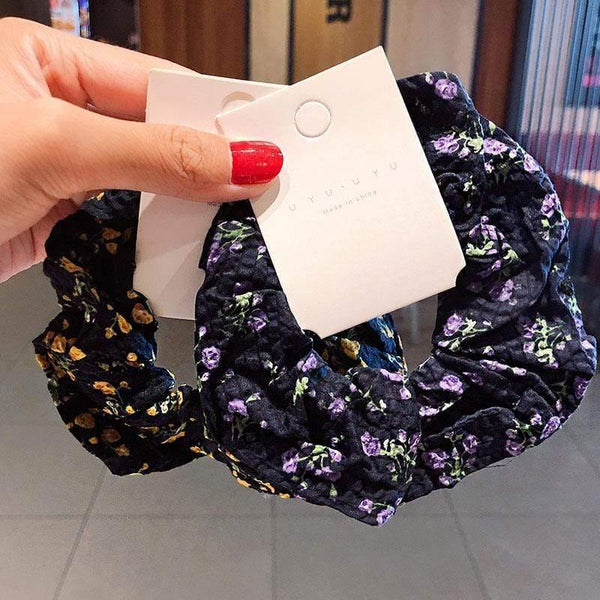 Women Elegant Print Flower Elastic Hair Bands Ponytail Holder Sweet Scrunchie Rubber Bands Hair Holder Fashion Hair Accessories