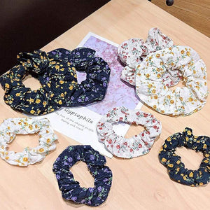 Women Elegant Print Flower Elastic Hair Bands Ponytail Holder Sweet Scrunchie Rubber Bands Hair Holder Fashion Hair Accessories