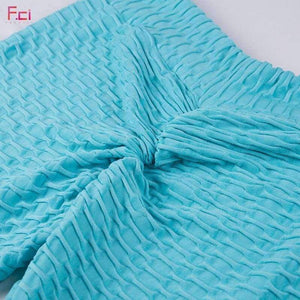 Planet Gates Women Fashion Bubble Waffle Leggings V Shape Waistband Flaws Textured Pants  Scrunch Butt Pants Workout Sexy Leggings