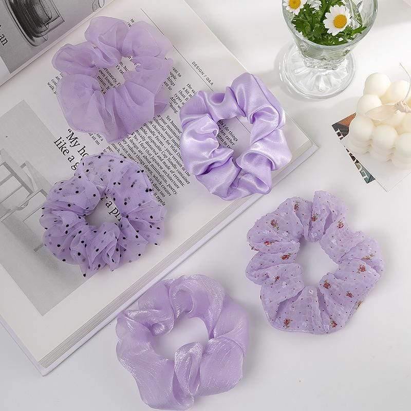 Women Fashion Hair Accessories Satin Hair Scrunchies Elastic Hair  Scrunchy Hair Ties Girls Chiffon Ponytail Holder Purple Lover