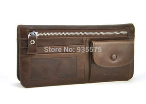 Planet Gates Women Genuine Real Leather Long Wallet Vintage Credit Card Holder Retro Zip Coin Bag Fashion Clutch ID Photo Window Purse