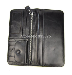 Planet Gates Women Genuine Real Leather Long Wallet Vintage Credit Card Holder Retro Zip Coin Bag Fashion Clutch ID Photo Window Purse