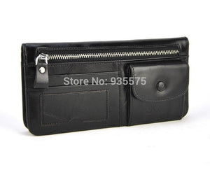 Planet Gates Women Genuine Real Leather Long Wallet Vintage Credit Card Holder Retro Zip Coin Bag Fashion Clutch ID Photo Window Purse