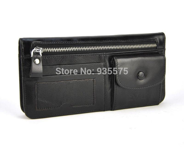 Planet Gates Women Genuine Real Leather Long Wallet Vintage Credit Card Holder Retro Zip Coin Bag Fashion Clutch ID Photo Window Purse
