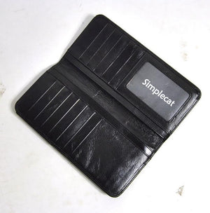 Planet Gates Women Genuine Real Leather Long Wallet Vintage Credit Card Holder Retro Zip Coin Bag Fashion Clutch ID Photo Window Purse