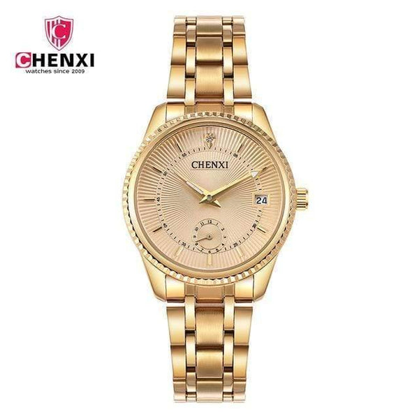 Planet Gates Women Gold Gold Watch Men Women Unique Design Calendar Stainless Steel Couple Lover's Wristwatch Golden Business Casual