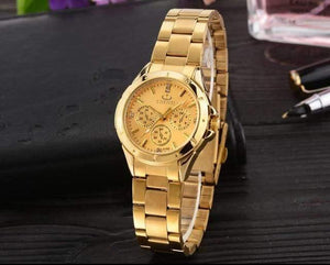 Planet Gates Women Golden Dial Quartz Watches Women Men Gold Wrist Watches Top Brand Luxury Female Male Clock IPG Golden Steel Watch