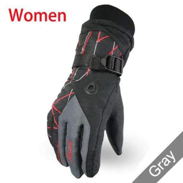 Planet Gates women gray / Free Size Resistant riding Ski Gloves  Mountain Skiing Snowmobile Waterproof Snow Motorcycle Gloves Windproof Guanti moto