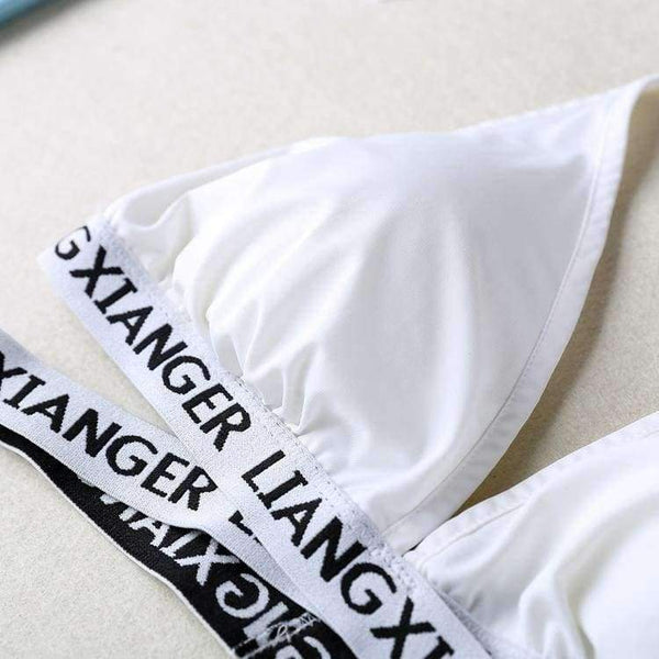 Planet Gates Women Halter Lounge Underwear Comfortable Wireless Beachwear Lingerie Bra Set Black and White Cotton Bras Sets