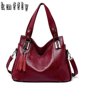 Women Handbag Genuine Leather Tote Bags Tassel Luxury Women Shoulder Bags Ladies Leather