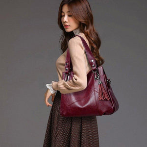 Women Handbag Genuine Leather Tote Bags Tassel Luxury Women Shoulder Bags Ladies Leather