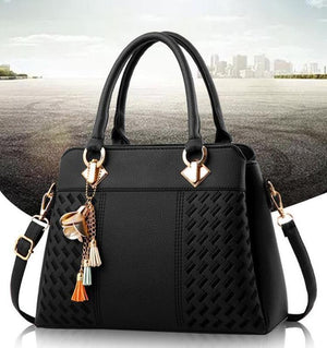 Planet Gates Women Handbags Tassel PU Leather Totes Bag Top-handle Embroidery Crossbody Bag Shoulder Bag Lady Simple Style Hand Bags
